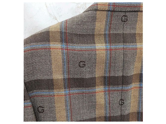 Gucci Embroidered Pattern Brown Check Double-Breasted Jacket - view 8