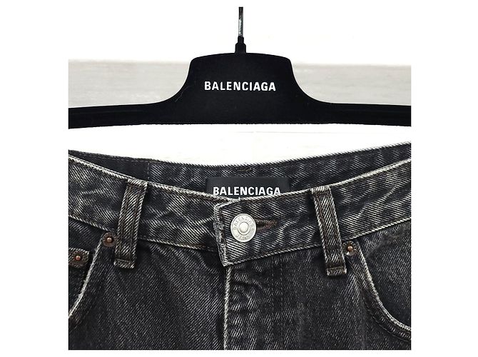 Balenciaga Pantaloni in denim nero Logo - vista 12