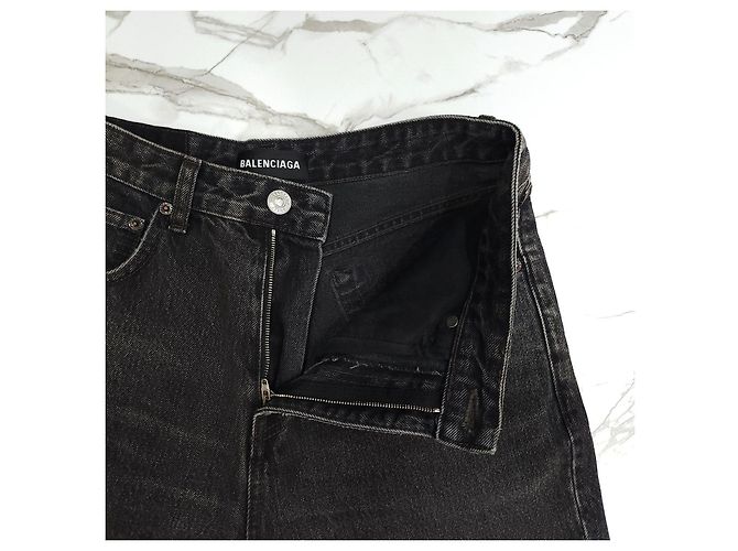 Balenciaga Pantaloni in denim nero Logo - vista 13