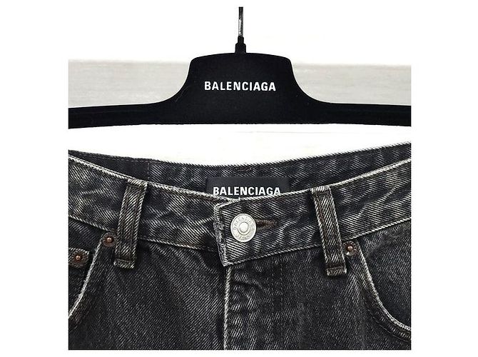 Balenciaga Pantaloni in denim nero Logo - vista 4