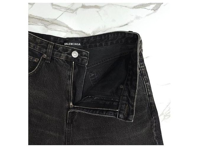 Balenciaga Pantaloni in denim nero Logo - vista 5