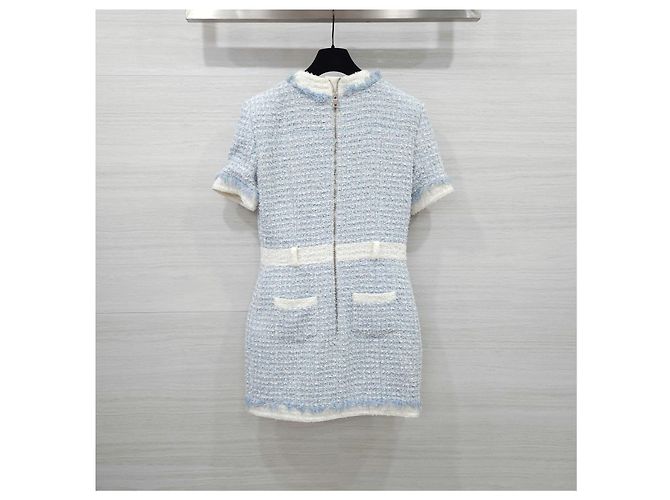 Balmain Vestido mini de tweed azul claro con botones - vista 11