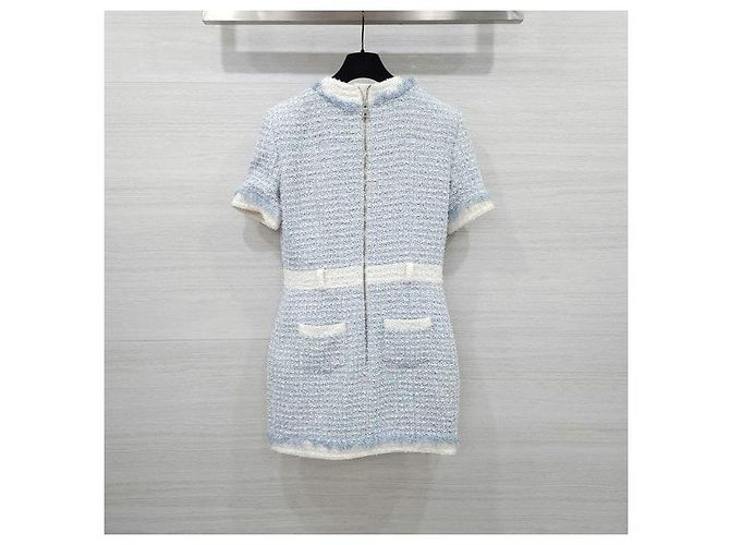 Balmain Vestido mini de tweed azul claro con botones - vista 2