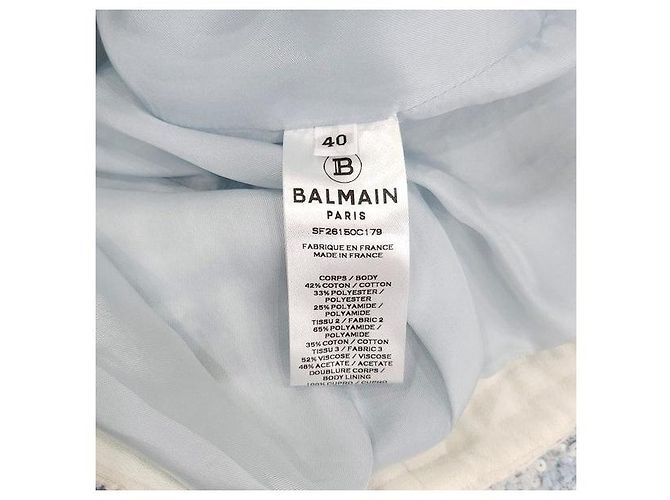 Balmain Vestido mini de tweed azul claro con botones - vista 9