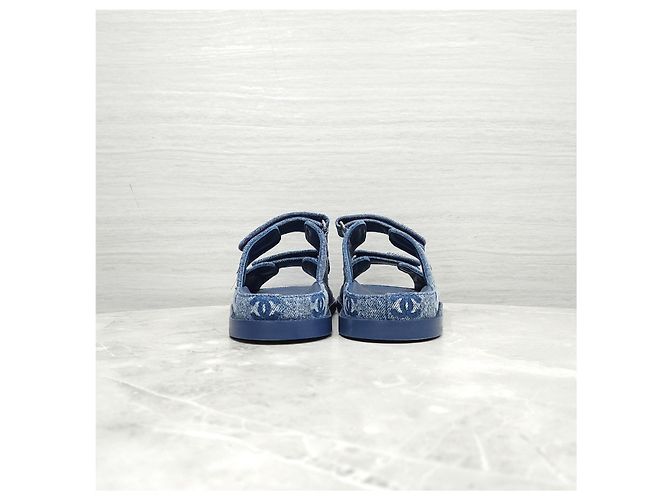 Sandali Chanel in denim blu con velcro - vista 11