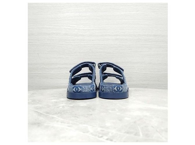 Sandali Chanel in denim blu con velcro - vista 3