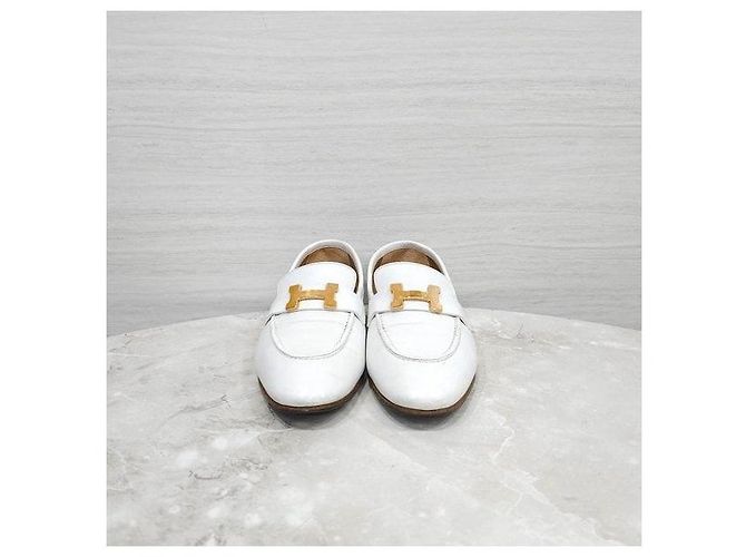 Hermès Mocassino Paris Bianco con Dettagli Dorati - vista 2