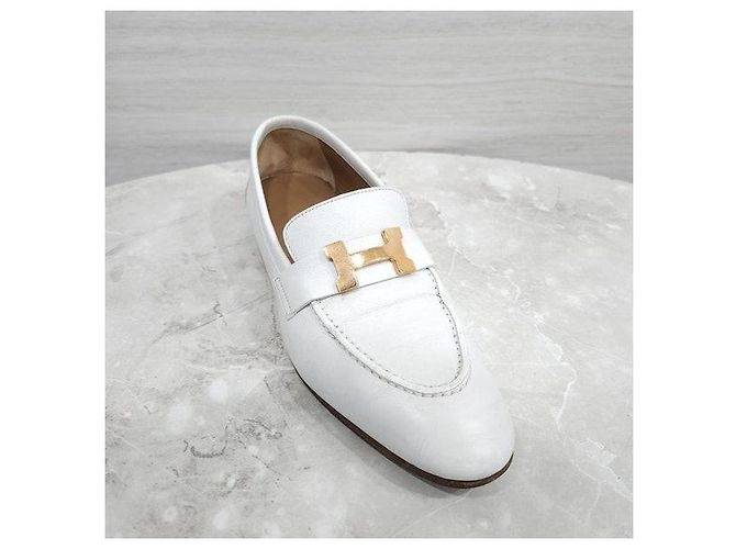 Hermès Mocassino Paris Bianco con Dettagli Dorati - vista 5