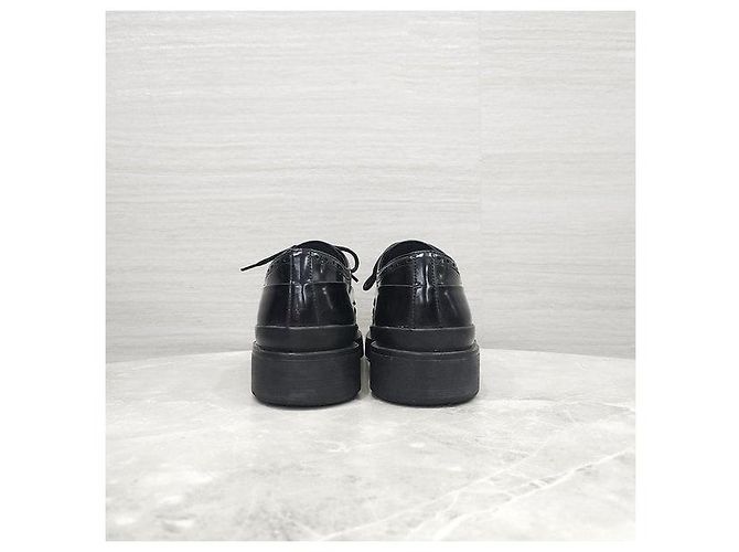 Prada Scarpe Derby Mocassini in pelle spazzolata nera - vista 3