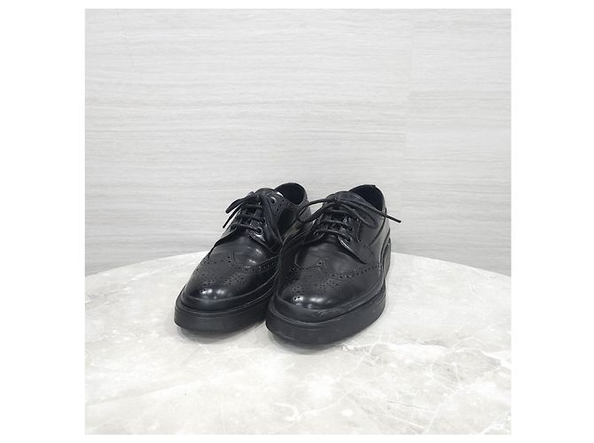 Prada Scarpe Derby Mocassini in pelle spazzolata nera - vista 8