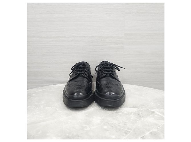 Prada Scarpe Derby Mocassini in pelle spazzolata nera - vista 9