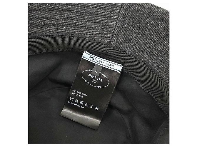 Prada Bucket Hat aus schwarzem Denim mit Triangle-Logo - Ansicht 7