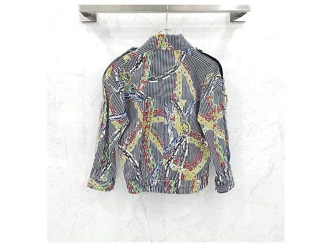 Louis Vuitton Giacca di jeans stampata a righe e catene - vista 2