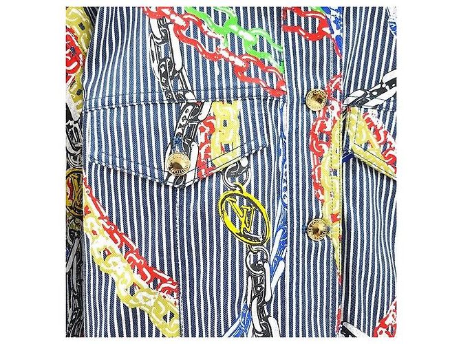Louis Vuitton Giacca di jeans stampata a righe e catene - vista 4