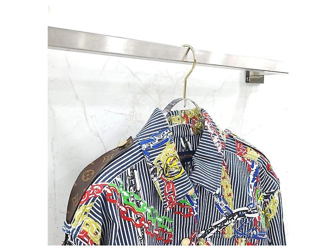 Louis Vuitton Giacca di jeans stampata a righe e catene - vista 9
