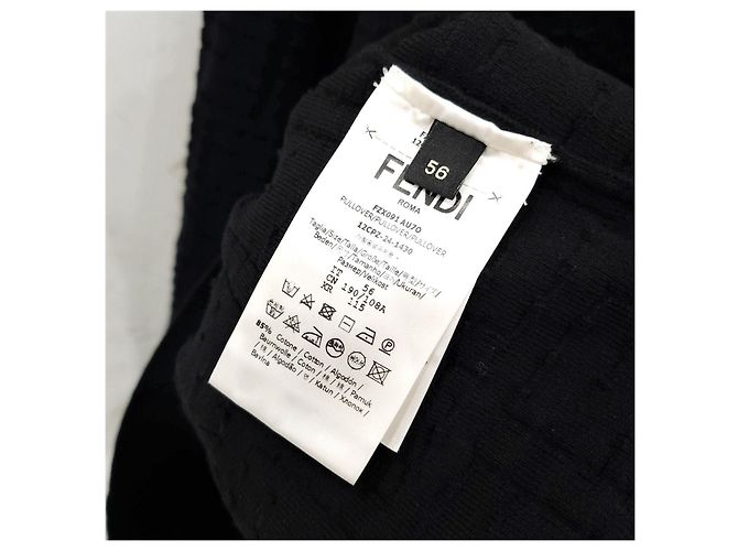 Fendi Selleria Pullover aus FF-Baumwolle, Schwarz - Ansicht 11