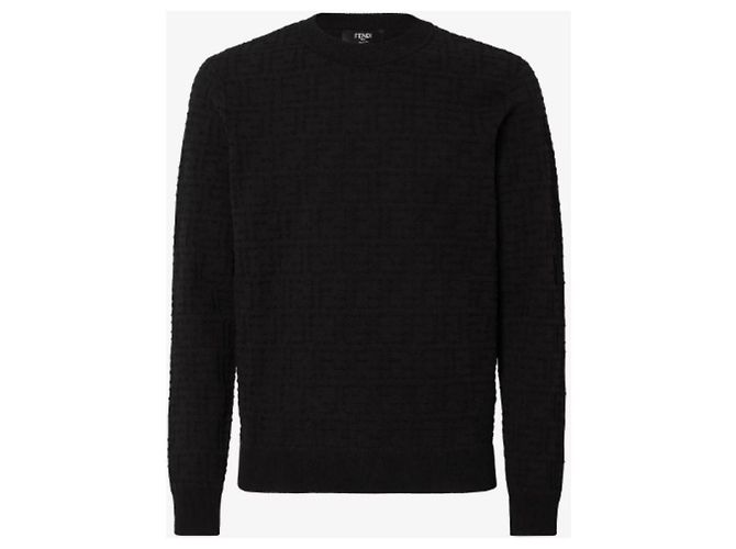 Fendi Selleria Pullover aus FF-Baumwolle, Schwarz - Ansicht 12
