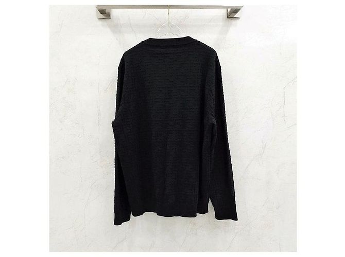 Fendi Selleria Pullover aus FF-Baumwolle, Schwarz - Ansicht 2