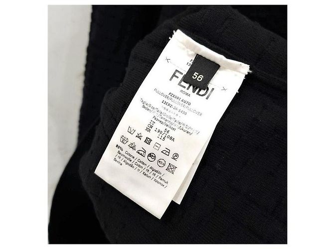 Fendi Selleria Pullover aus FF-Baumwolle, Schwarz - Ansicht 5