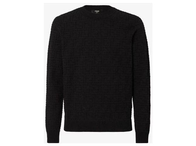 Fendi Selleria Pullover aus FF-Baumwolle, Schwarz - Ansicht 6