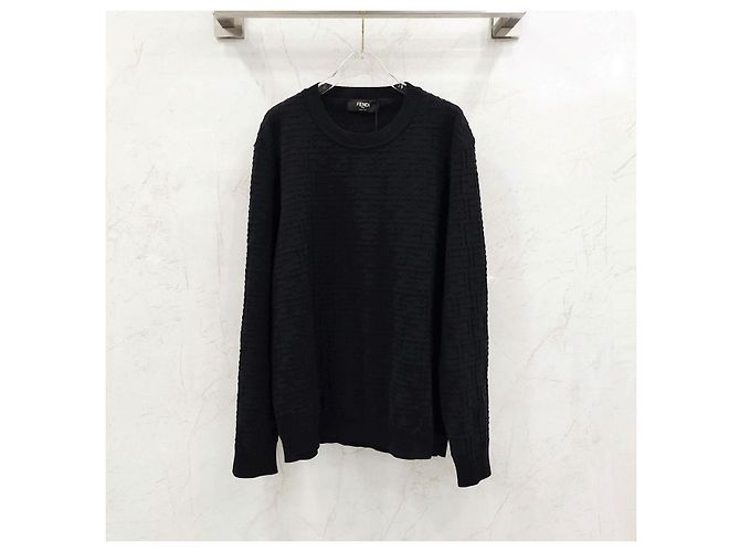 Fendi Selleria Pullover aus FF-Baumwolle, Schwarz - Ansicht 7