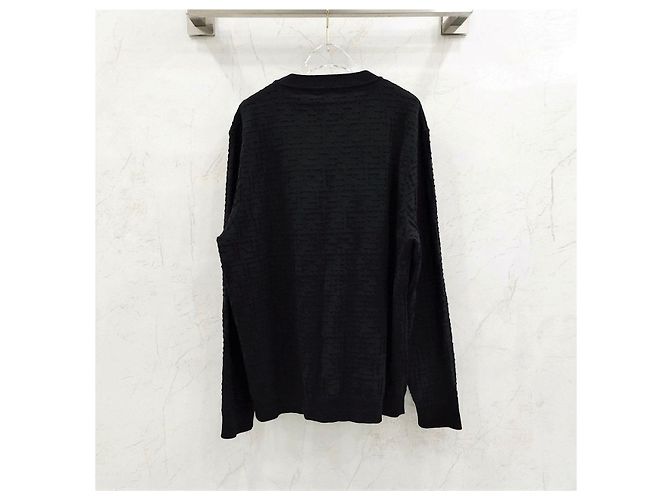 Fendi Selleria Pullover aus FF-Baumwolle, Schwarz - Ansicht 8