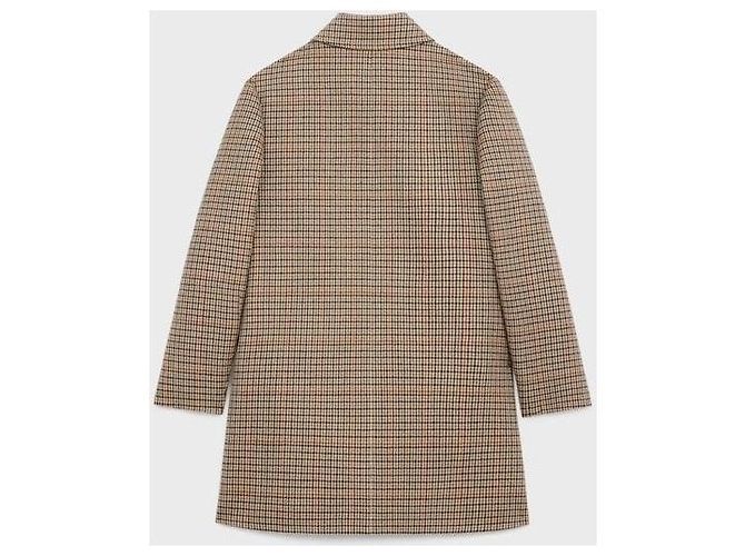 Céline Houndstooth Wool Check Coat - view 8