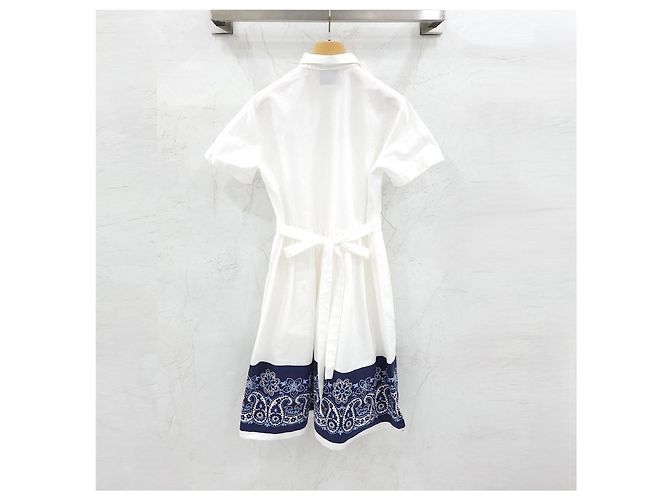 Miu Miu Bandana Popeline Kleid Weiß Einteiler - Ansicht 10