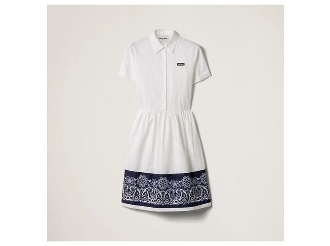 Miu Miu Bandana Popeline Kleid Weiß Einteiler - Ansicht 8