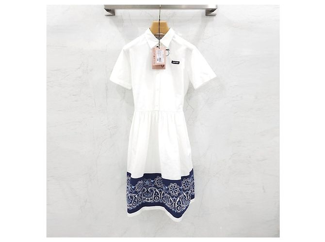 Miu Miu Bandana Popeline Kleid Weiß Einteiler - Ansicht 9