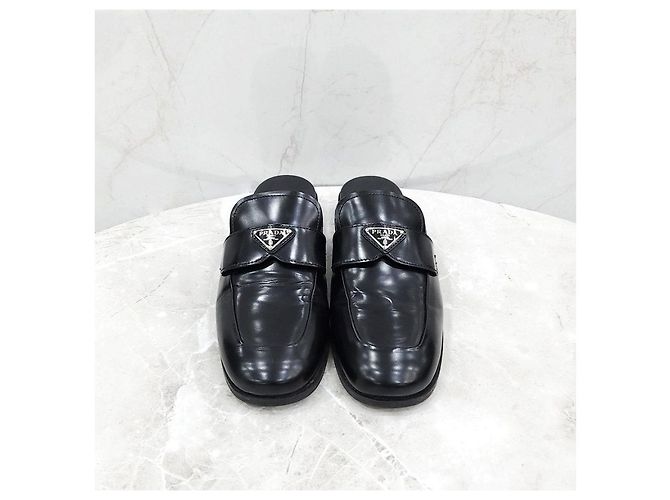 Prada Mule in pelle spazzolata con logo Triangle - vista 11