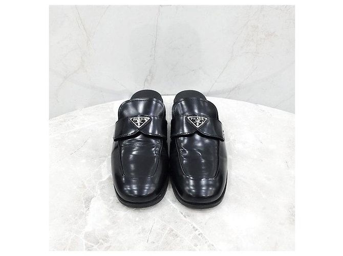 Prada Mule in pelle spazzolata con logo Triangle - vista 2