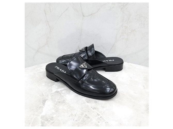 Prada Mule in pelle spazzolata con logo Triangle - vista 3
