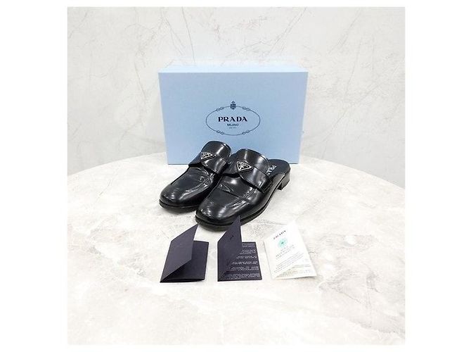 Prada Mule in pelle spazzolata con logo Triangle - vista 7