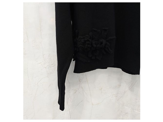 Dior Schwarzer Kaschmirpullover mit Blumenmuster - Ansicht 11