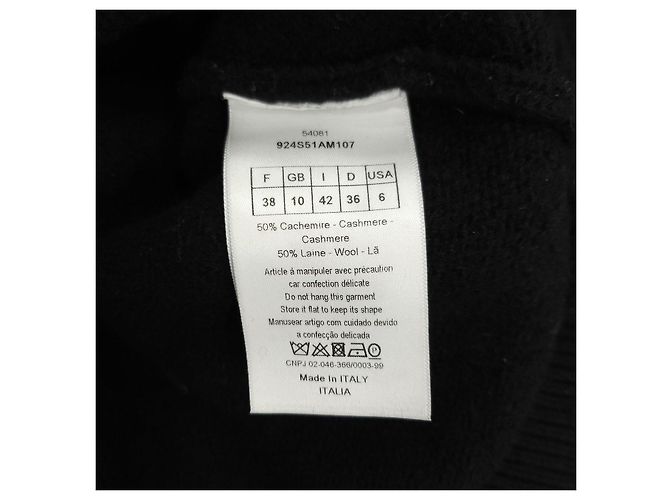 Dior Schwarzer Kaschmirpullover mit Blumenmuster - Ansicht 13