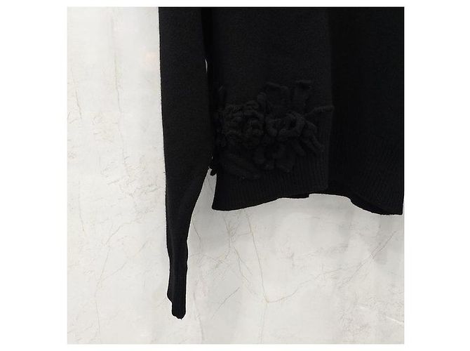 Dior Schwarzer Kaschmirpullover mit Blumenmuster - Ansicht 4
