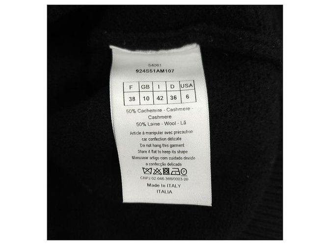 Dior Schwarzer Kaschmirpullover mit Blumenmuster - Ansicht 6