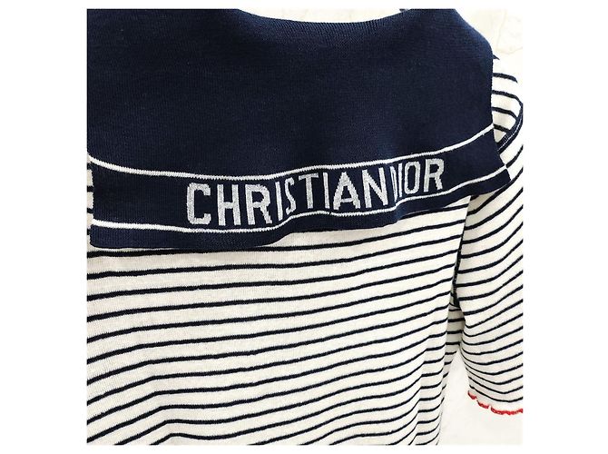 Dior Riviera Mariniere Motif Strickpullover mit kurzen Ärmeln - Ansicht 10