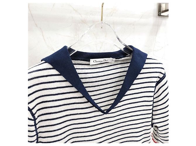 Dior Riviera Mariniere Motif Strickpullover mit kurzen Ärmeln - Ansicht 11
