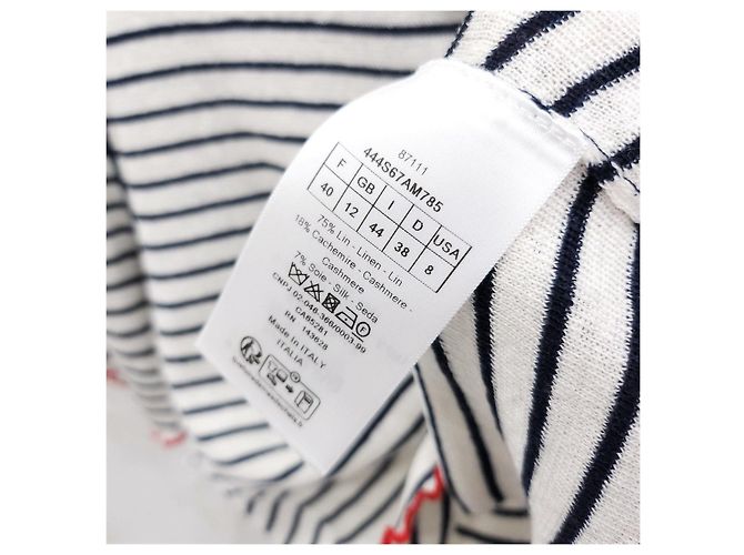Dior Riviera Mariniere Motif Strickpullover mit kurzen Ärmeln - Ansicht 12