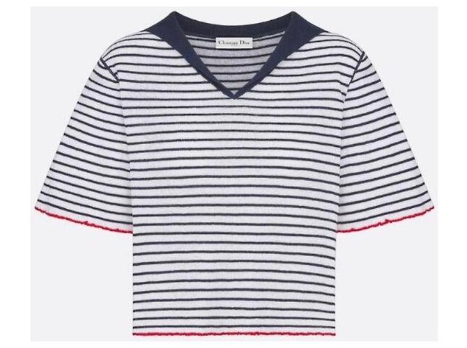 Dior Riviera Mariniere Motif Strickpullover mit kurzen Ärmeln - Ansicht 13