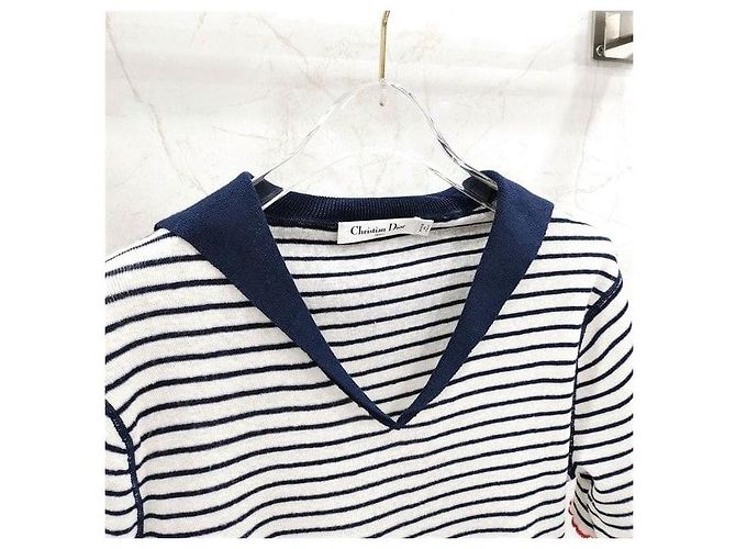 Dior Riviera Mariniere Motif Strickpullover mit kurzen Ärmeln - Ansicht 4