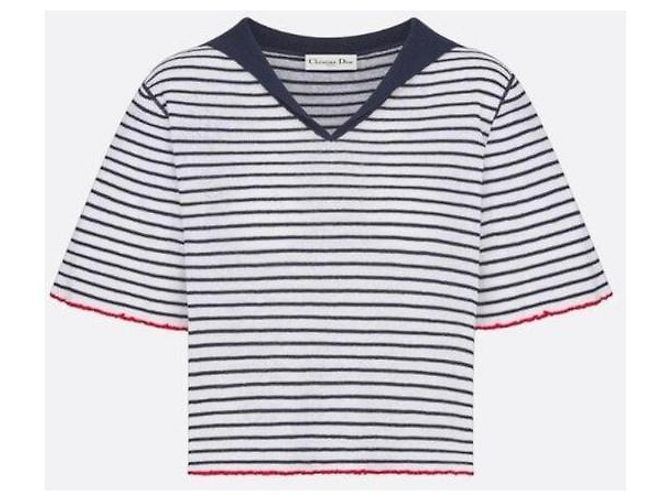Dior Riviera Mariniere Motif Strickpullover mit kurzen Ärmeln - Ansicht 6