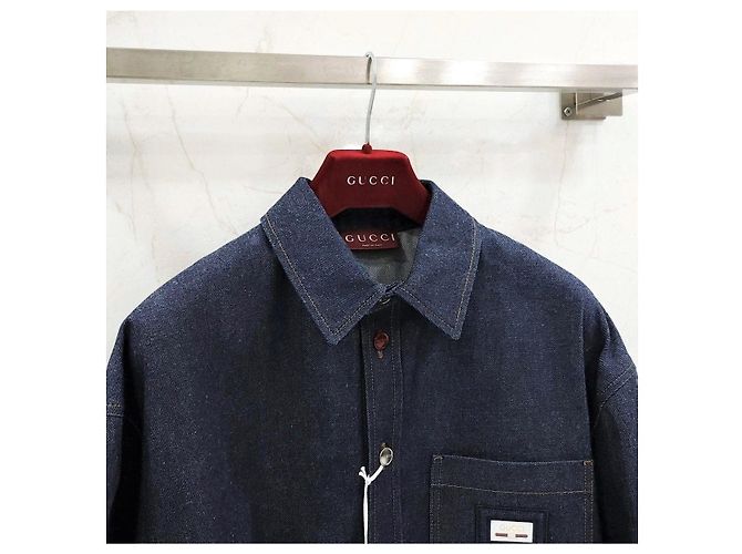 Gucci Camicia in denim Web Band Label - vista 10