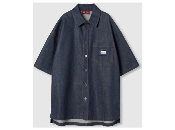 Gucci Camicia in denim Web Band Label - vista 14