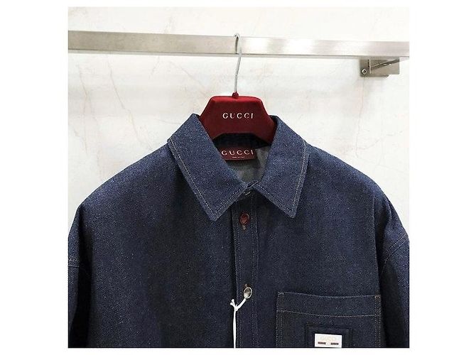 Gucci Camicia in denim Web Band Label - vista 3