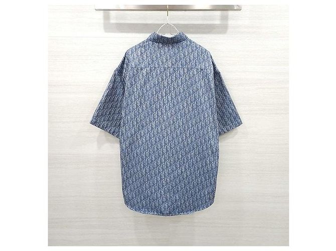 Dior Camicia a maniche corte Oblique Blue Cotton Blend - vista 2