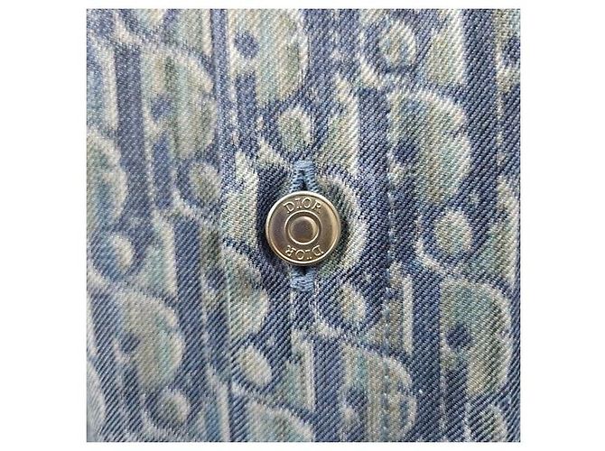 Dior Camicia a maniche corte Oblique Blue Cotton Blend - vista 4