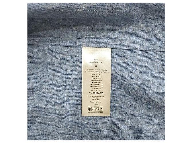 Dior Camicia a maniche corte Oblique Blue Cotton Blend - vista 5